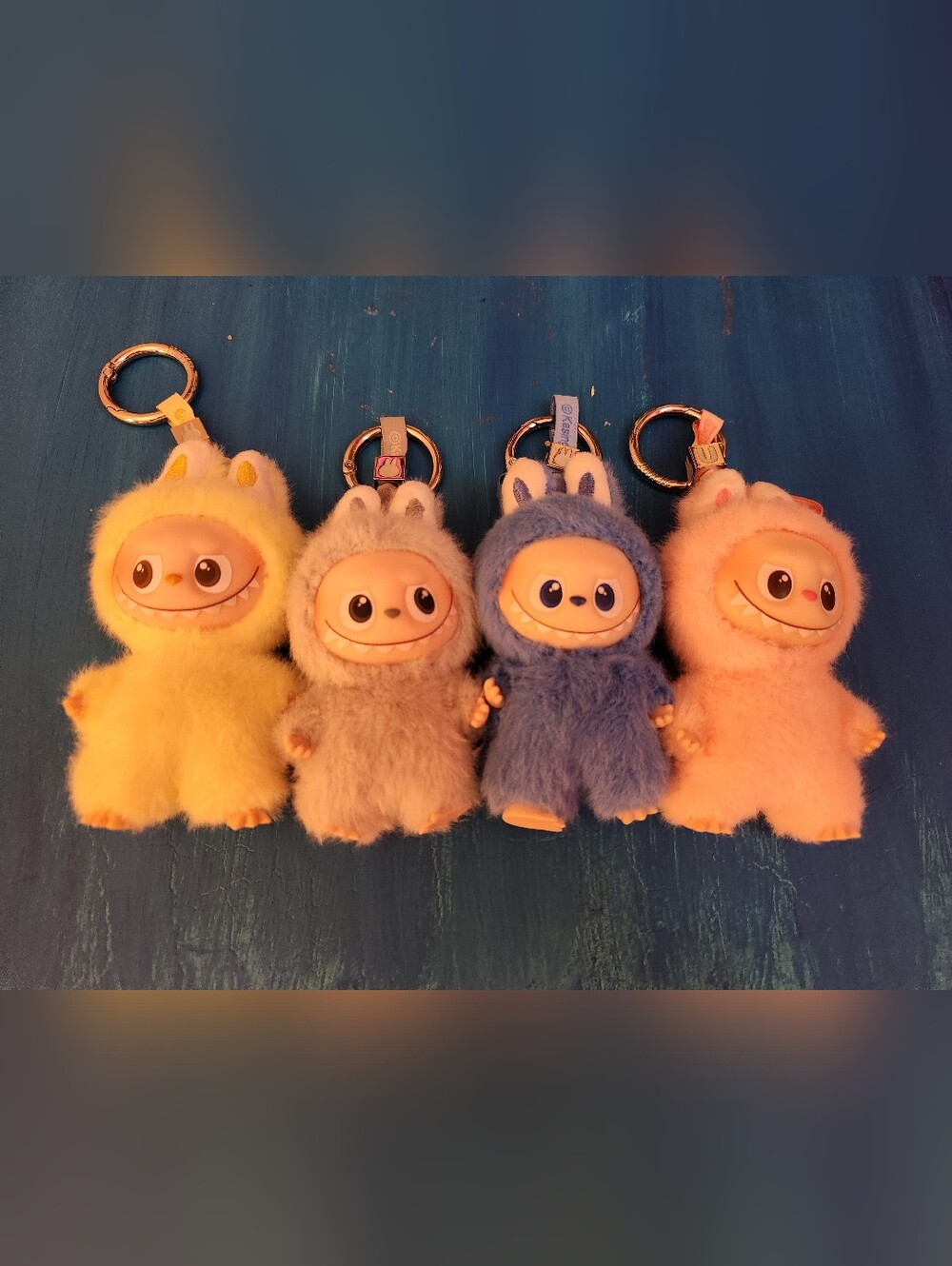 4 Authentic Labubu Pin For Love keychains. Pink. Yellow. Blue. Gray. - Picture 3 of 3